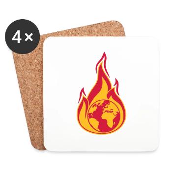 planète terre en feu accueil changement climatique mondial erw - Dessous de verre (lot de 4) - blanc - Devant