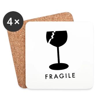 E&R Verre fragile - Dessous de verre (lot de 4) - blanc - Devant