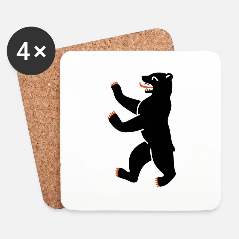 Berliner Bär Single - Untersetzer (4er-Set) - Weiß