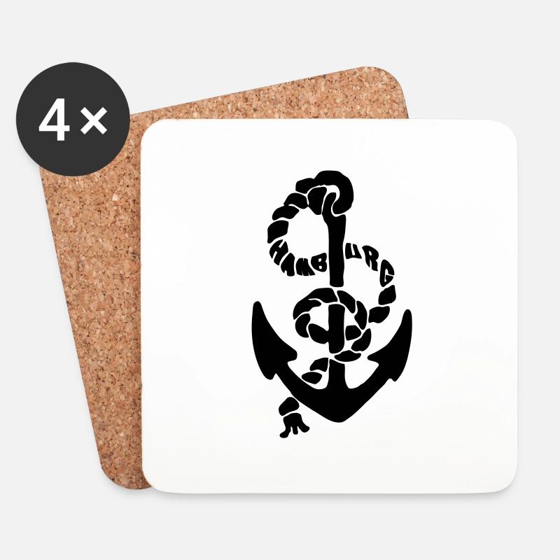 Hamburg Anker - Untersetzer (4er-Set) - Weiß