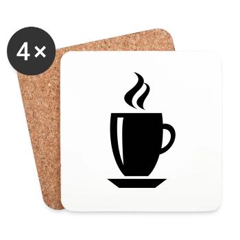 Kaffee Tasse - Untersetzer (4er-Set) - Weiß - Vorne