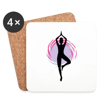 Yoga - Yoga - Pilates - Power Yoga - Sport - 3C - Dessous de verre (lot de 4) - blanc - Devant