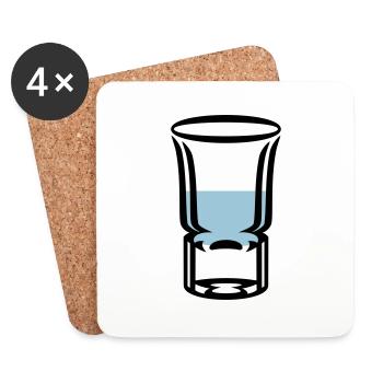 Schnapsglas / shot glass (2c) - Untersetzer (4er-Set) - Weiß - Vorne