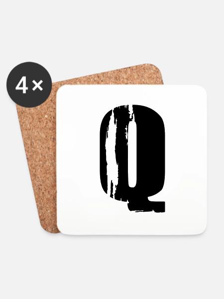 Q - Buchstabe - Untersetzer (4er-Set) - Weiß