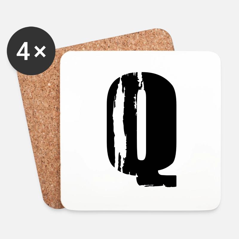 Q - Buchstabe - Untersetzer (4er-Set) - Weiß