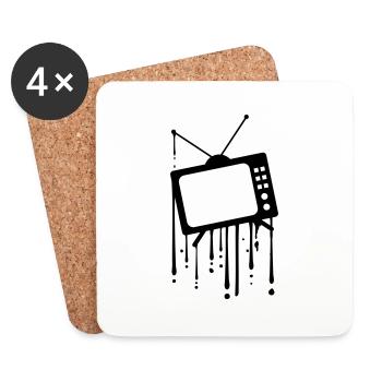 tropfen graffiti tv fernseher bildschirm sehen - Untersetzer (4er-Set) - Weiß - Vorne