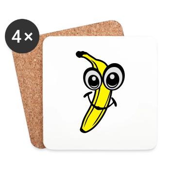 banane fruit smiley 611 - Dessous de verre (lot de 4) - blanc - Devant