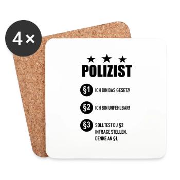 Polizist - Untersetzer (4er-Set) - Weiß - Vorne