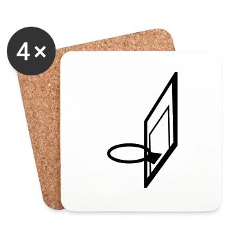 logo basketballkorb basketball cool treffer tor im - Untersetzer (4er-Set) - Weiß - Vorne