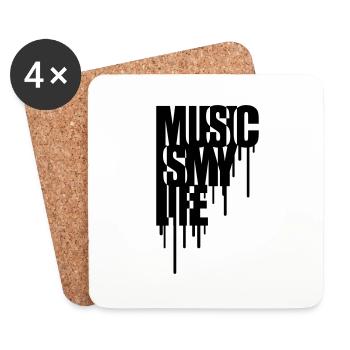 Music Is My Life Graffiti Design - Dessous de verre (lot de 4) - blanc - Devant