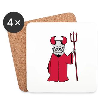 Herr Unterwelt Mantel Dreizack Böse Satan Grinsen - Untersetzer (4er-Set) - Weiß - Vorne