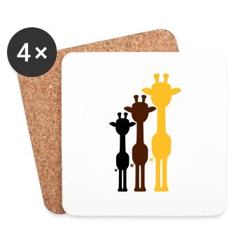 3 Couleurs Cool Girafe Contour Ombre Silhouette - Dessous de verre (lot de 4) - blanc - Devant