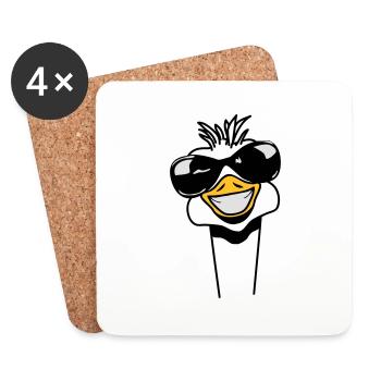 Lustig Emu Strauss Sonnenbrille witzig Cool - Untersetzer (4er-Set) - Weiß - Vorne