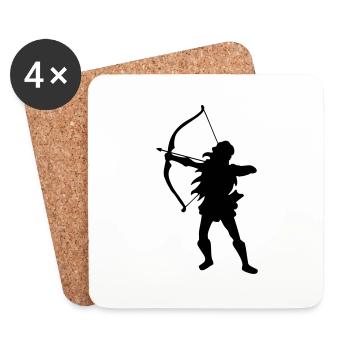 bogen Zeichnung Bogenschießen Silhouette Frau - Untersetzer (4er-Set) - Weiß - Vorne