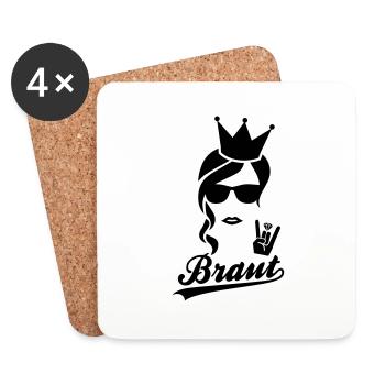 Braut - Team Braut - Junggesellinnenabschied - Untersetzer (4er-Set) - Weiß - Vorne