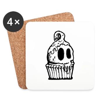 Muffin Halloween effrayant - Dessous de verre (lot de 4) - blanc - Devant