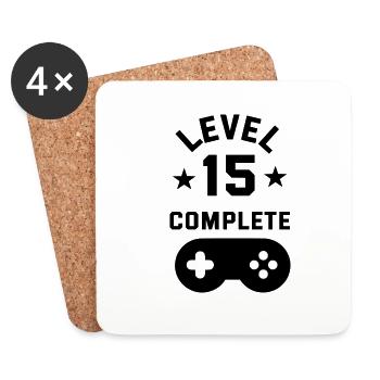 15. Geburtstag Level complete - Untersetzer (4er-Set) - Weiß - Vorne