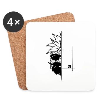 halbe cube-Ananas mit Bart und Sonnenbrille - Untersetzer (4er-Set) - Weiß - Vorne