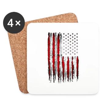 Drapeau américain rouge et blanc - Dessous de verre (lot de 4) - blanc - Devant