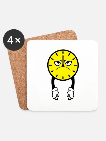 Uhr Uhr Uhrzeitprime Müdigkeit - Untersetzer (4er-Set) - Weiß