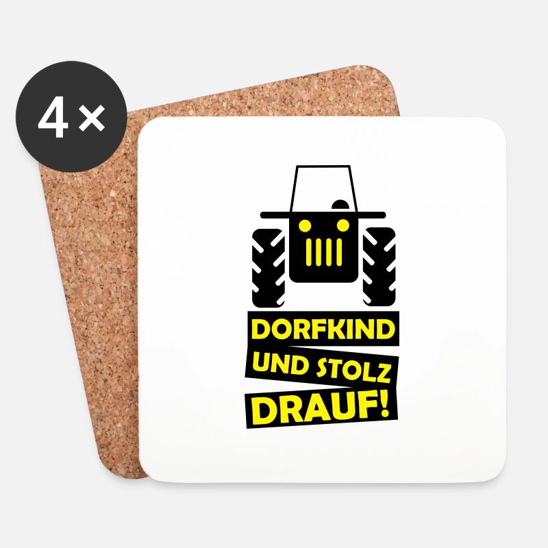 traktor_dorfkind_02 - Untersetzer (4er-Set) - Weiß