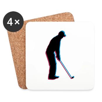 3D Silhouette Golf - Untersetzer (4er-Set) - Weiß - Vorne