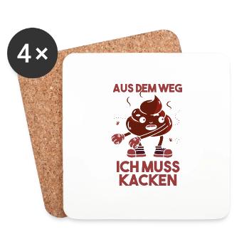 Ich muss kacken! Scheißen Poop Scheißhaufen Floss - Untersetzer (4er-Set) - Weiß - Vorne