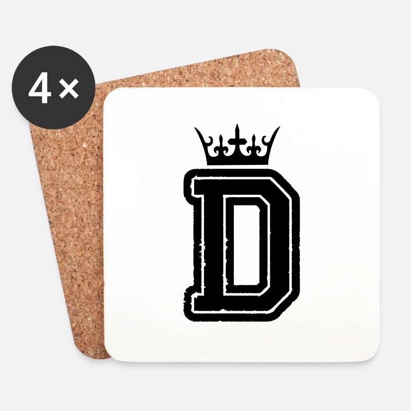 buchstabe_d_king_01 - Untersetzer (4er-Set) - Weiß