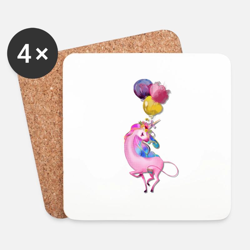 süßes Einhorn - Untersetzer (4er-Set) - Weiß