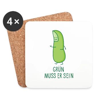 Lustiger grüner Daumen - Untersetzer (4er-Set) - Weiß - Vorne