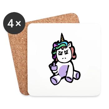 Mal licorne drôle - Dessous de verre (lot de 4) - blanc - Devant