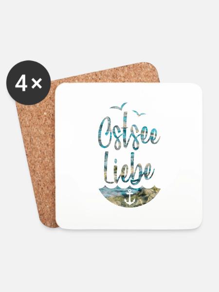 OSTSEE LIEBE KIND HEIMAT - Untersetzer (4er-Set) - Weiß