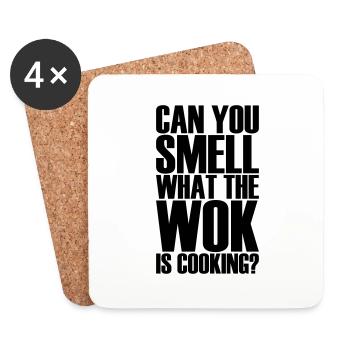 Can you smell what the Chef is cooking ? Chef Wok - Dessous de verre (lot de 4) - blanc - Devant