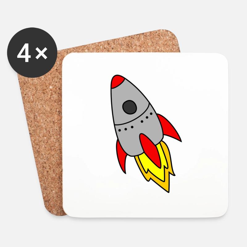Rakete - Untersetzer (4er-Set) - Weiß