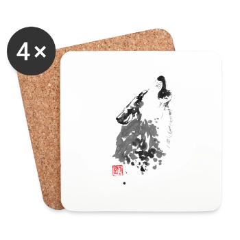 loup - Dessous de verre (lot de 4) - blanc - Devant