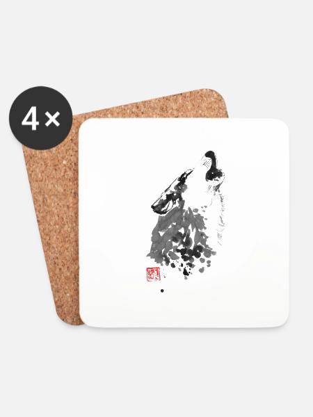 Wolf - Untersetzer (4er-Set) - Weiß