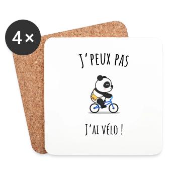 J'peux pas j'ai vélo, panda - Dessous de verre (lot de 4) - blanc - Devant