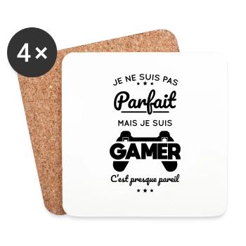 Gamer - je ne suis pas parfait mais je suis gamer - Dessous de verre (lot de 4) - blanc - Devant