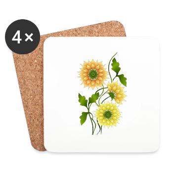 Blumen - Untersetzer (4er-Set) - Weiß - Vorne