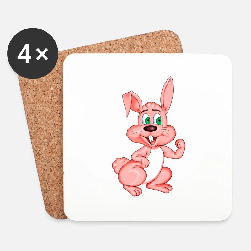 rosa lieber Hase - Untersetzer (4er-Set) - Weiß
