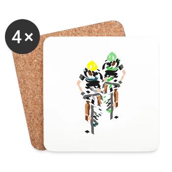 Cyclistes - Dessous de verre (lot de 4) - blanc - Devant