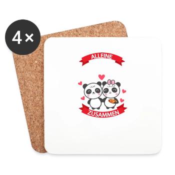 Süßes Pandapärchen mit Liebesspruch - Untersetzer (4er-Set) - Weiß - Vorne