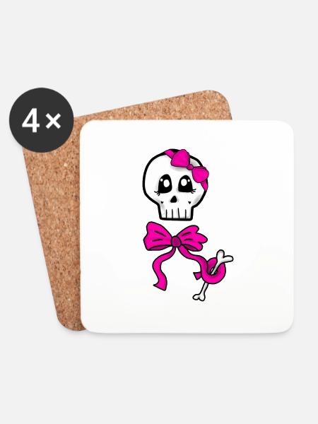 Female Skull - Untersetzer (4er-Set) - Weiß