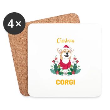 Corgi Christmas - Coasters (set of 4) - white - Front