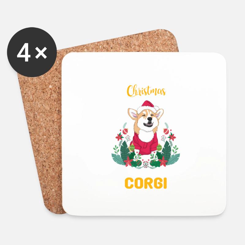Corgi Christmas - Untersetzer (4er-Set) - Weiß