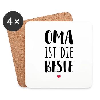 Oma ist die Beste - Untersetzer (4er-Set) - Weiß - Vorne