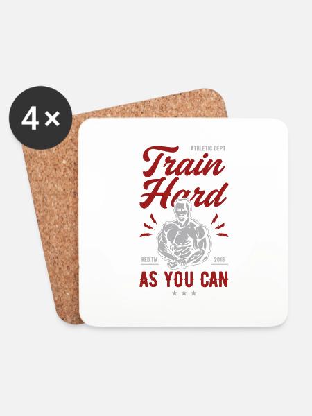 Train Hard - Untersetzer (4er-Set) - Weiß