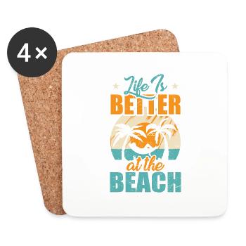 LIFE IS BETTER AT THE BEACH by The Manzanita´s - Untersetzer (4er-Set) - Weiß - Vorne
