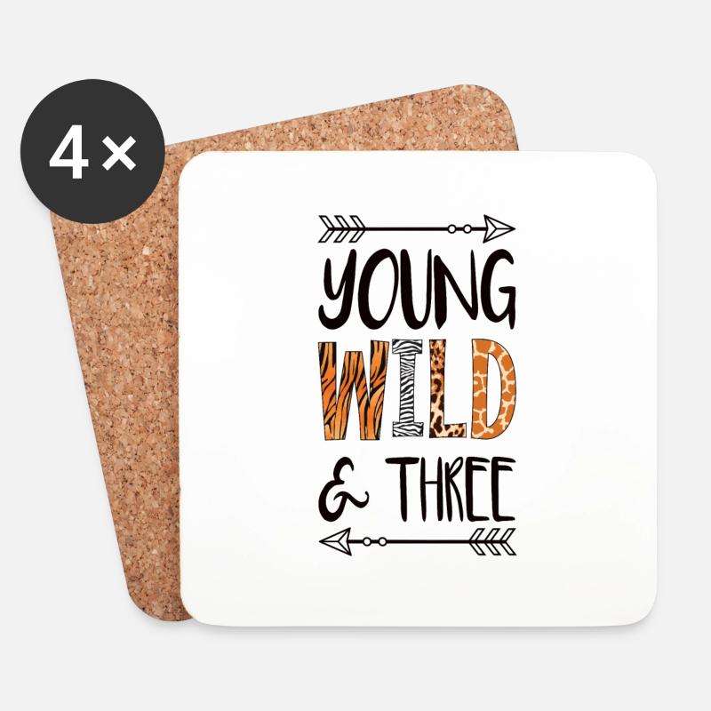 Young Wild And Three Geburtstag Shirt - Untersetzer (4er-Set) - Weiß