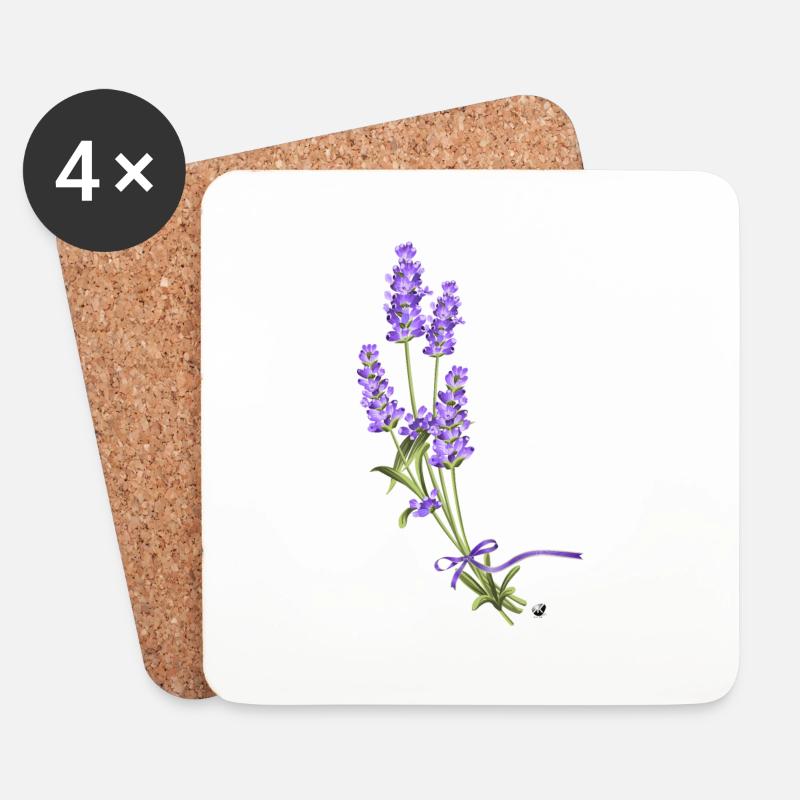 Lavendel Blumen mit einem lila Schleife gebunden - Untersetzer (4er-Set) - Weiß